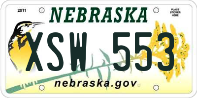 NE license plate XSW553