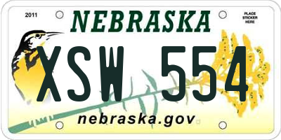 NE license plate XSW554