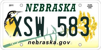 NE license plate XSW583