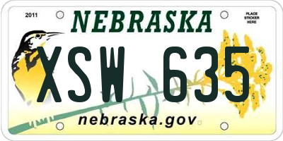 NE license plate XSW635