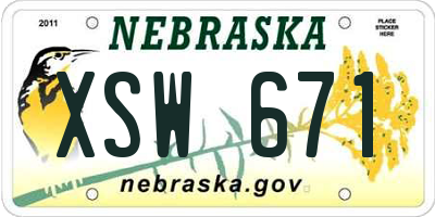 NE license plate XSW671