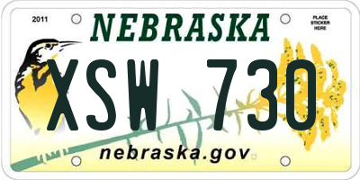 NE license plate XSW730