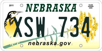 NE license plate XSW734