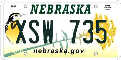 NE license plate XSW735