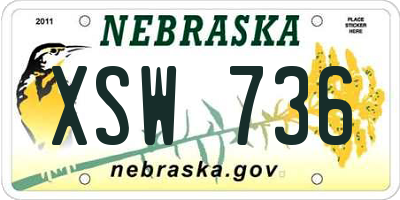 NE license plate XSW736