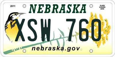 NE license plate XSW760