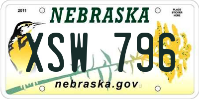 NE license plate XSW796