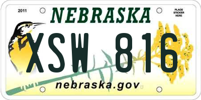 NE license plate XSW816