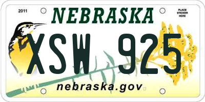 NE license plate XSW925