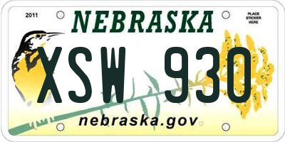 NE license plate XSW930
