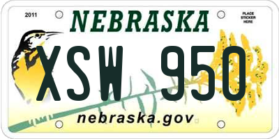 NE license plate XSW950