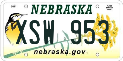 NE license plate XSW953