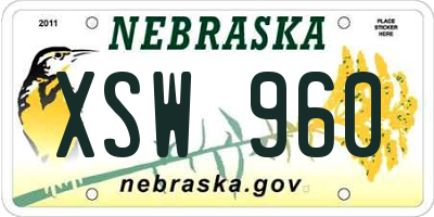 NE license plate XSW960