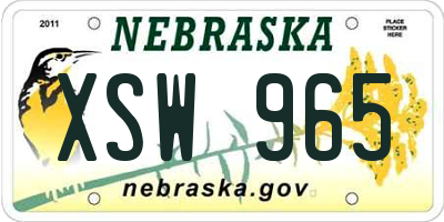 NE license plate XSW965