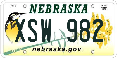 NE license plate XSW982
