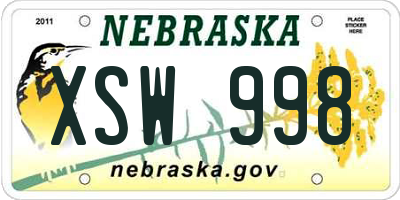 NE license plate XSW998