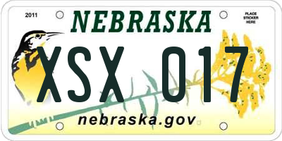 NE license plate XSX017