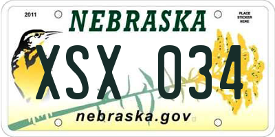 NE license plate XSX034