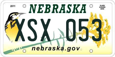 NE license plate XSX053