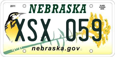 NE license plate XSX059