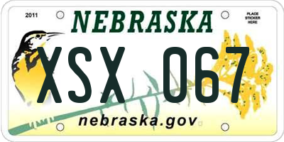 NE license plate XSX067