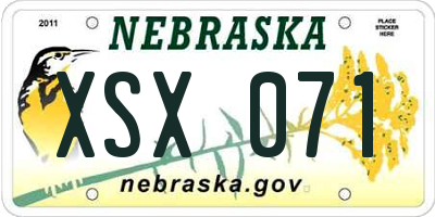 NE license plate XSX071