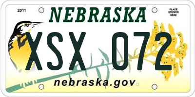 NE license plate XSX072