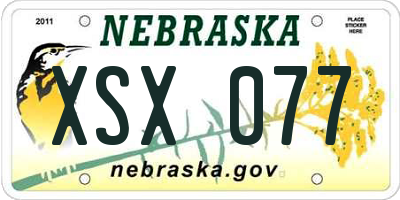 NE license plate XSX077