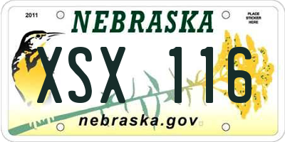 NE license plate XSX116