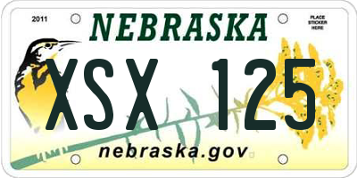 NE license plate XSX125