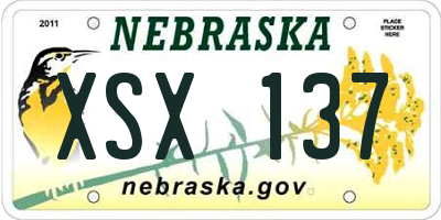 NE license plate XSX137