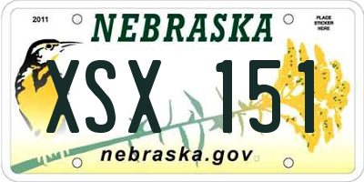 NE license plate XSX151