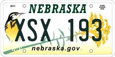 NE license plate XSX193