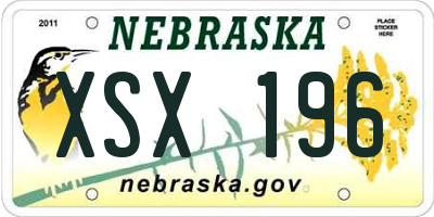 NE license plate XSX196