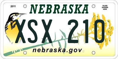 NE license plate XSX210