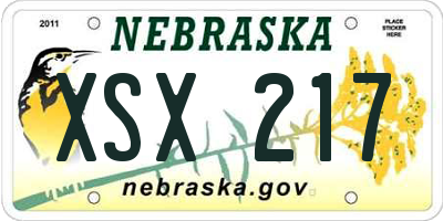 NE license plate XSX217