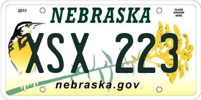 NE license plate XSX223
