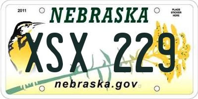 NE license plate XSX229