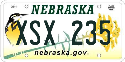 NE license plate XSX235