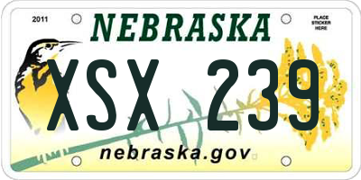 NE license plate XSX239