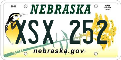 NE license plate XSX252