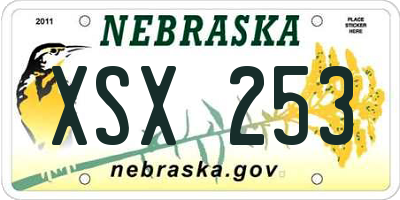NE license plate XSX253