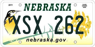 NE license plate XSX262