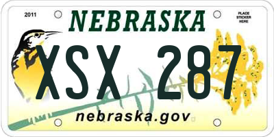 NE license plate XSX287