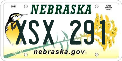 NE license plate XSX291