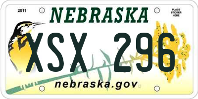 NE license plate XSX296