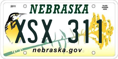 NE license plate XSX311