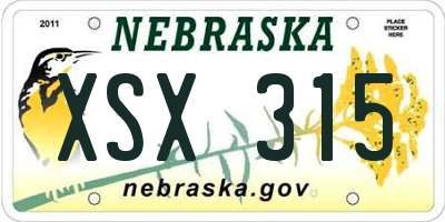 NE license plate XSX315