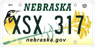 NE license plate XSX317