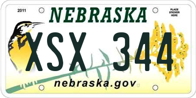 NE license plate XSX344